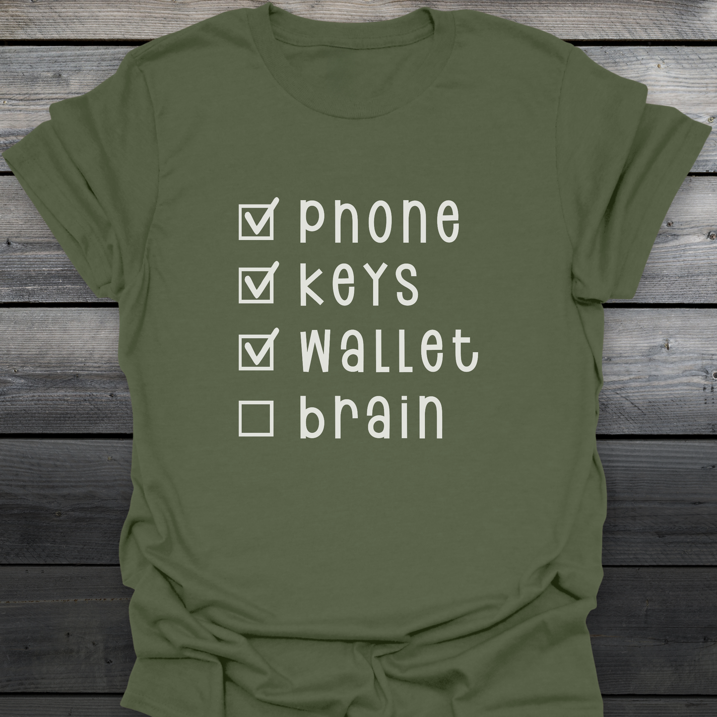 Phone Keys Wallet Brain T-Shirt